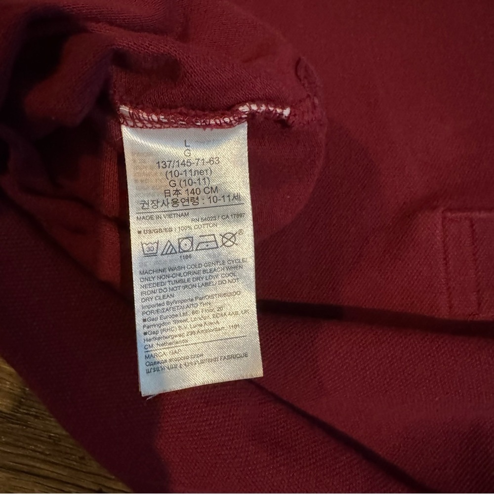 GAP Kids Burgundy Polo Shirt Size Large 10/12 - Picture 4 of 5